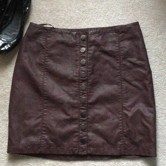 Free People Oh Snap Faux Leather Button Skirt - Picture 2 of 6